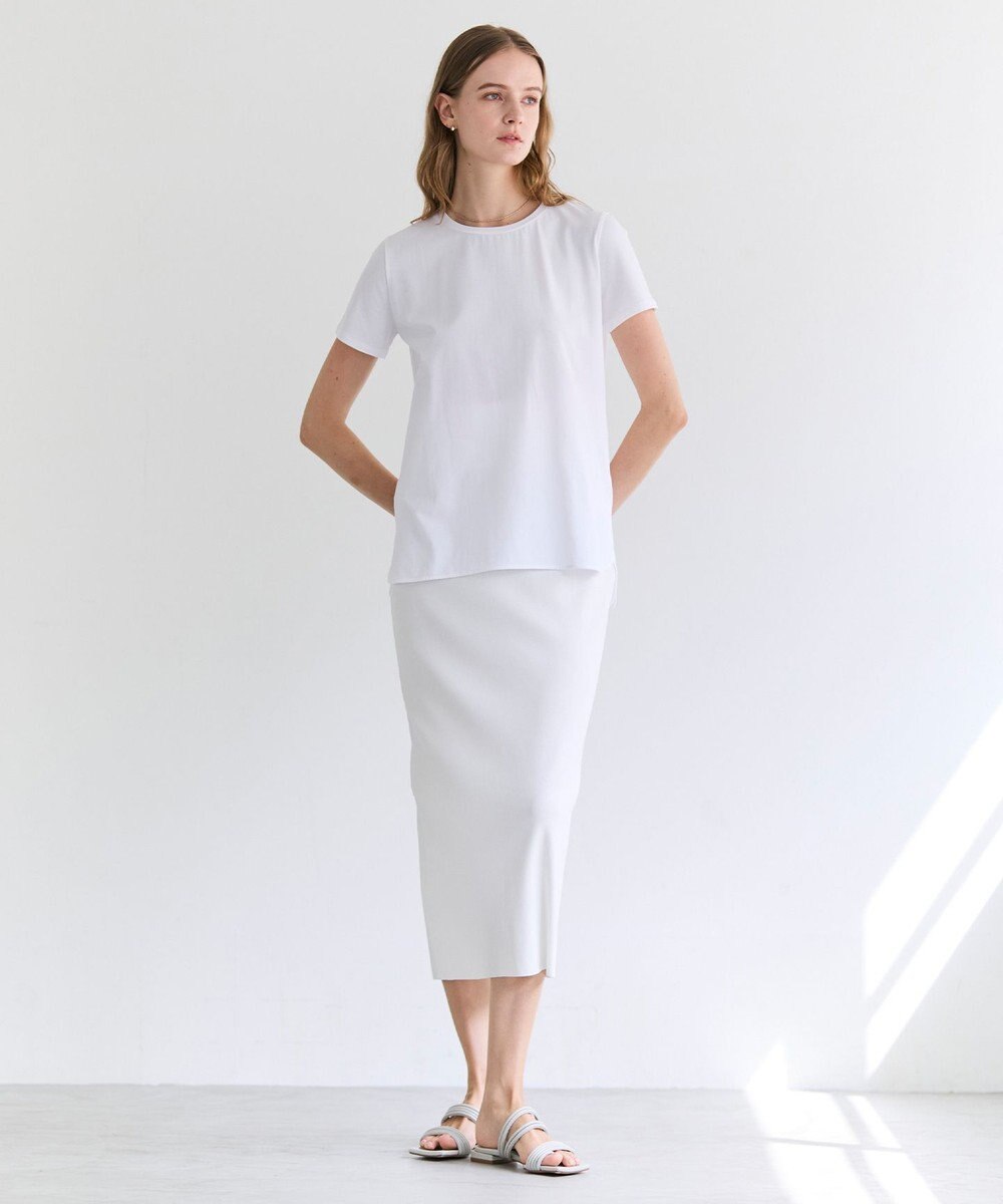 BEIGE， BROIS / コットンストレッチシャツテールTシャツ 