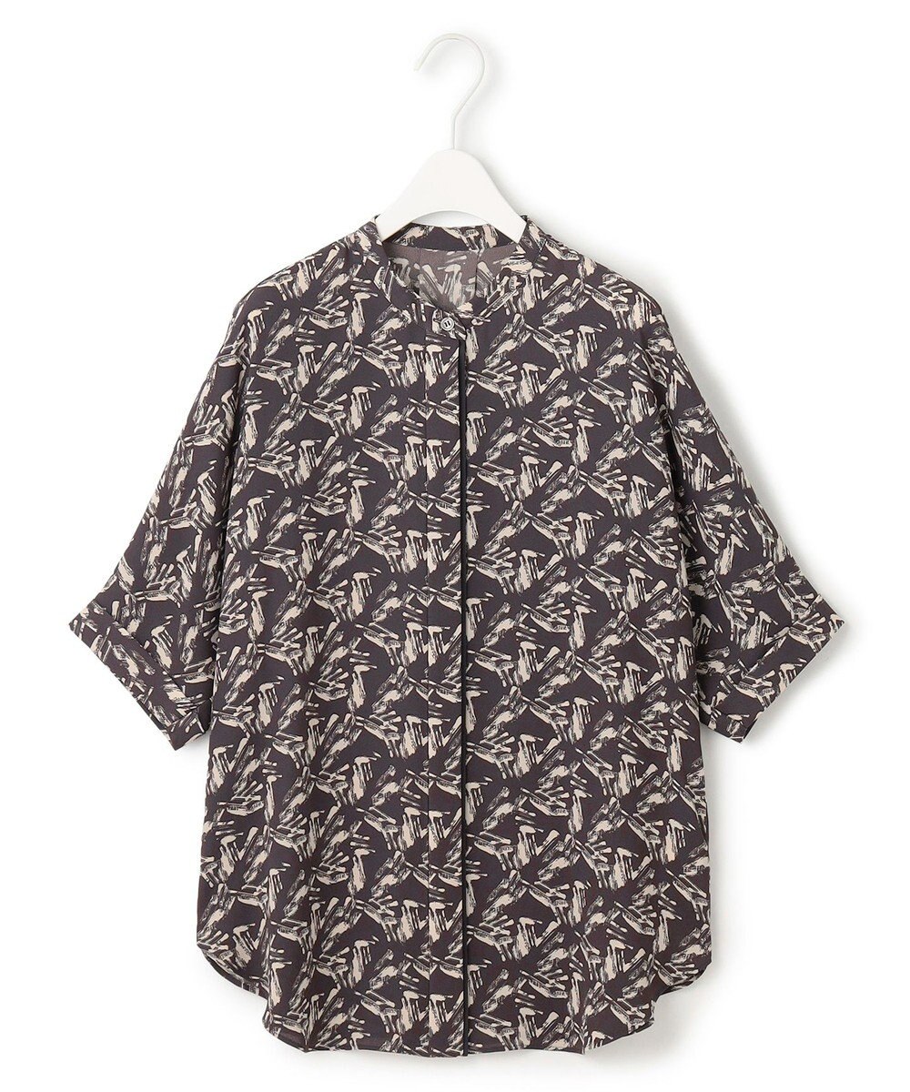 ICB L 【人気のため新色追加・接触冷感・UVケア・速乾・洗える】BackSatinAmunzen 5分袖バンドカラーブラウス 