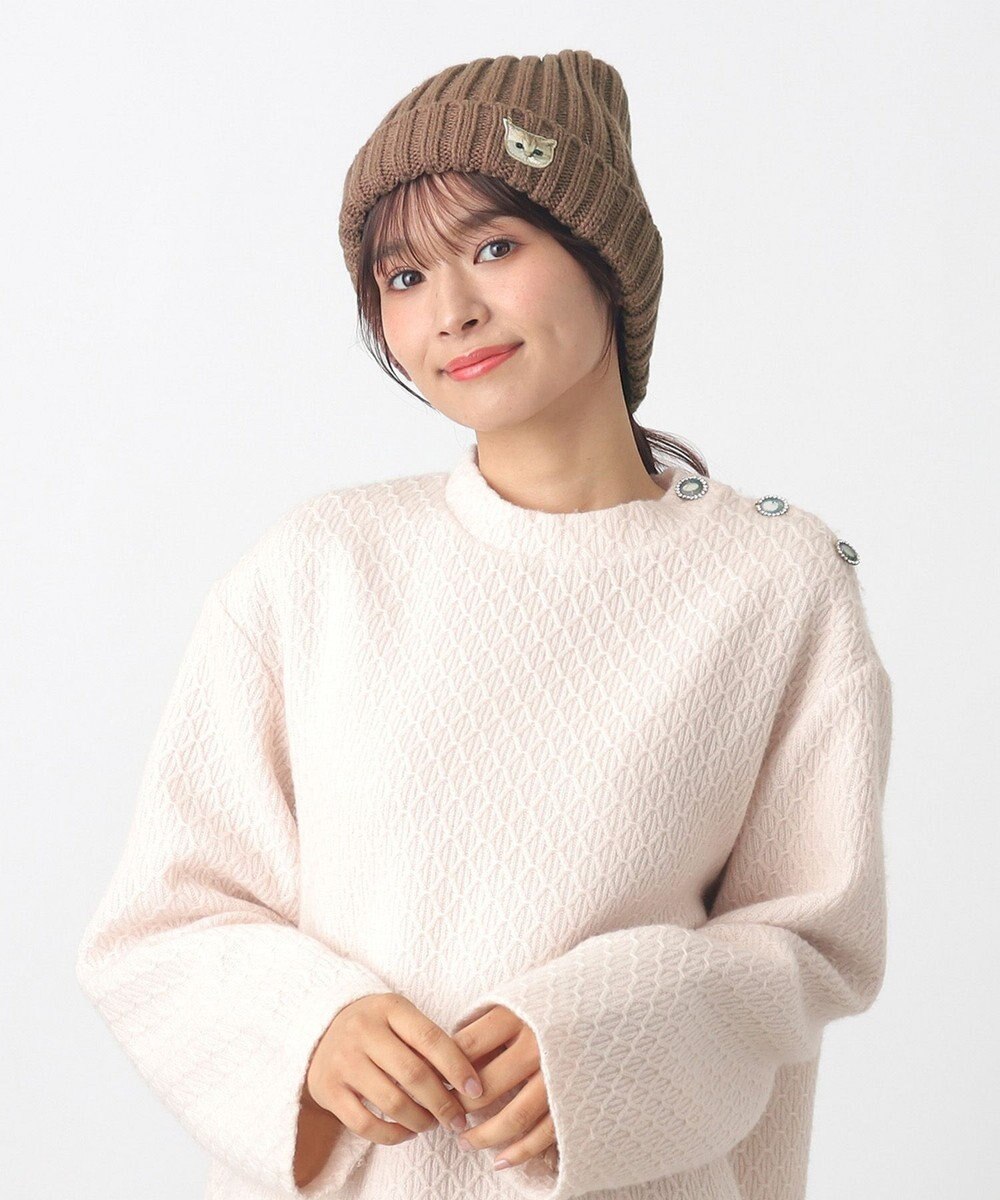 MOONBAT 【FUDGE11月号掲載】PAUL & JOE ACCESSOIRES ヌネット刺繍ワッペン付リブニット帽 