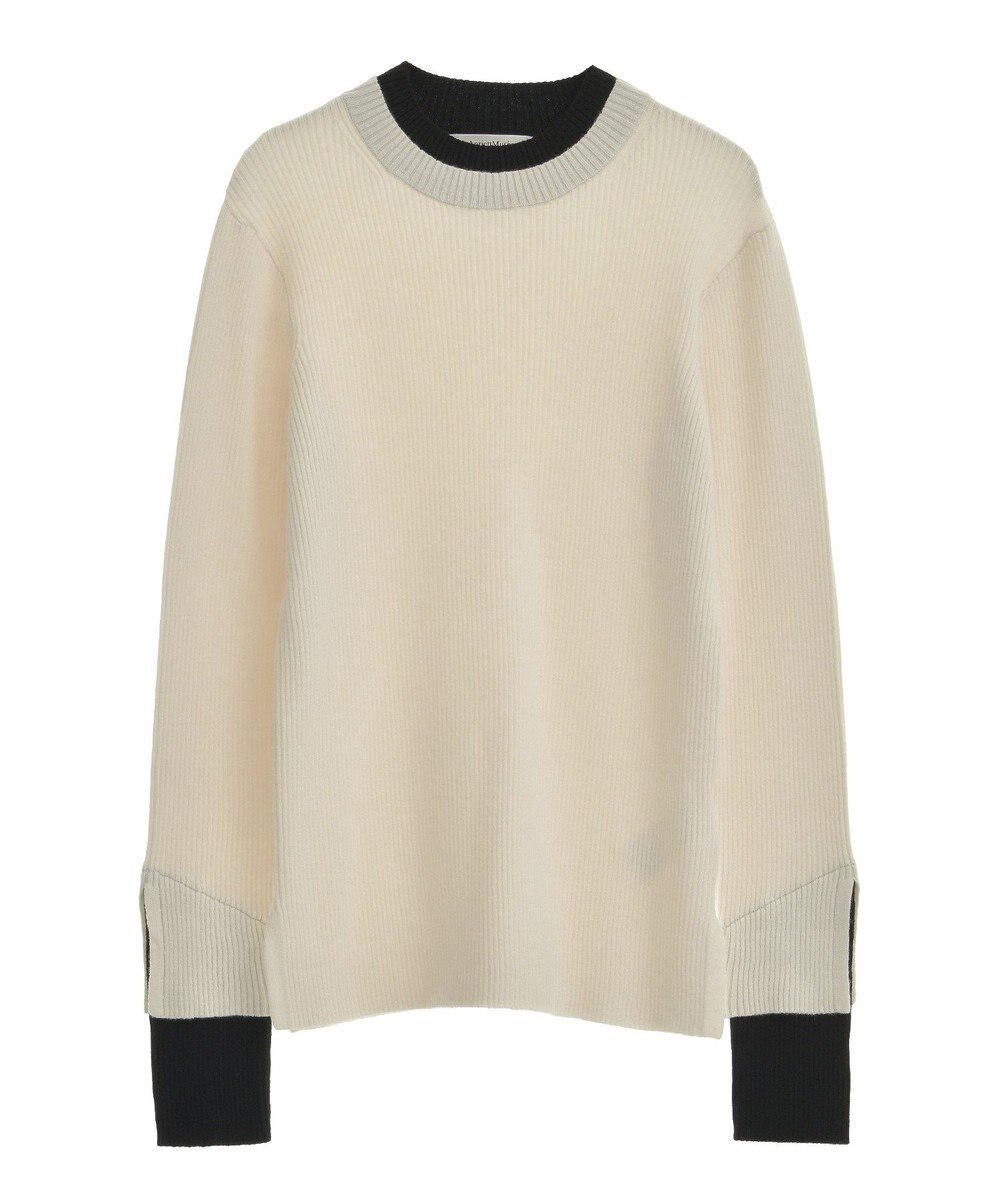 Green Parks ダブルカフスモックネック配色ニット 