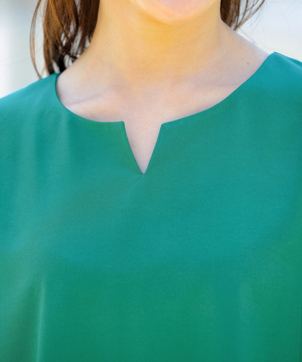 Tiaclasse 【洗える】キーネックフレア袖チュニックブラウス 