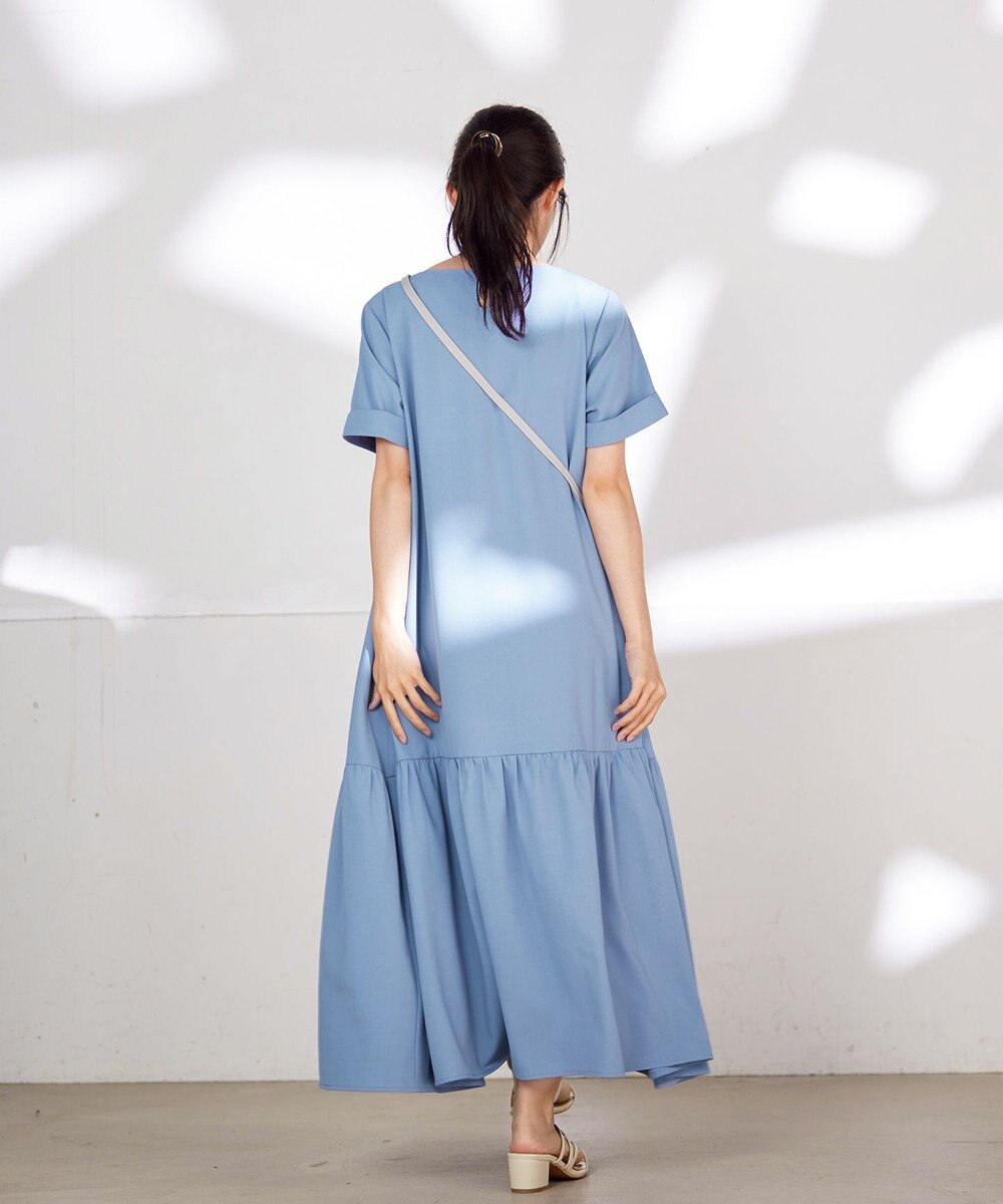 Tiaclasse L 【洗える】ギャザーヘムフレアワンピース 