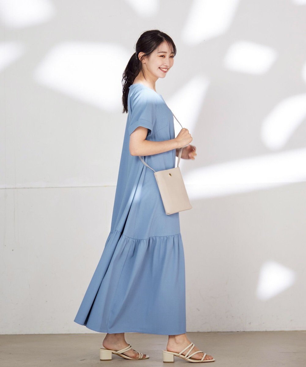 Tiaclasse L 【洗える】ギャザーヘムフレアワンピース 