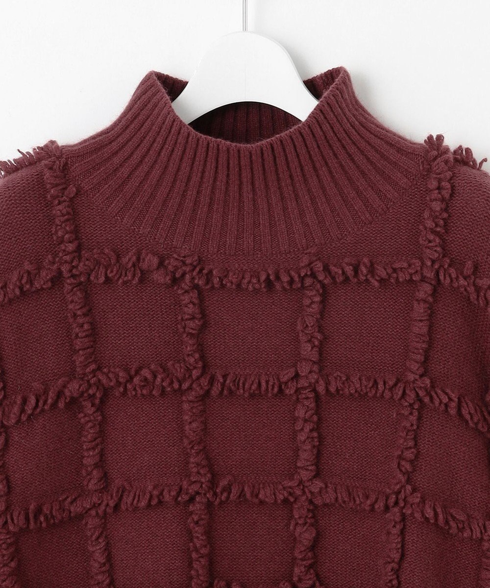 自由区 【カトリエムブーケ】Check frange フリンジプルオーバーニット 