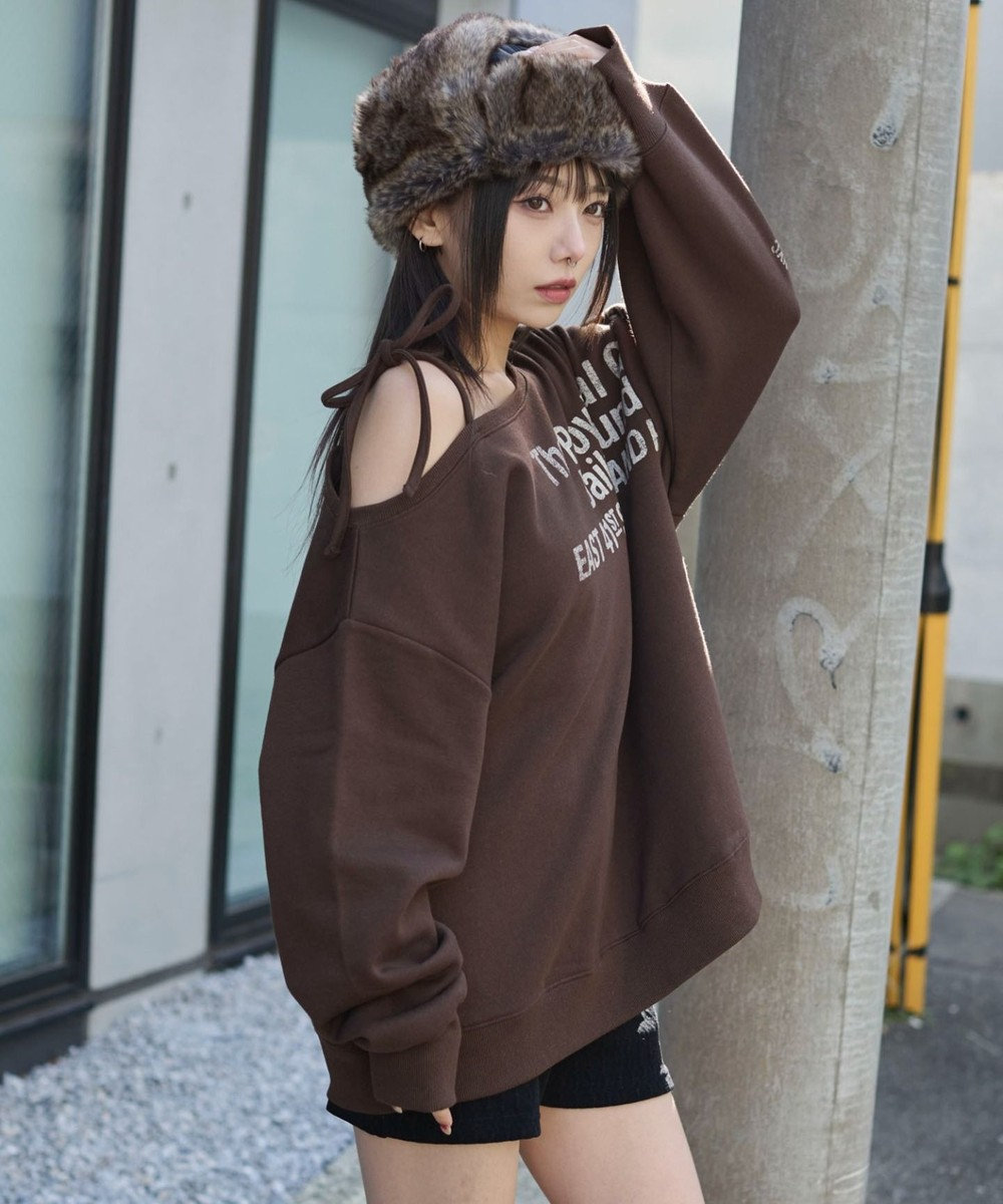 WEGO 裏起毛2WAYグラフィックワンショルBIGスウェット 