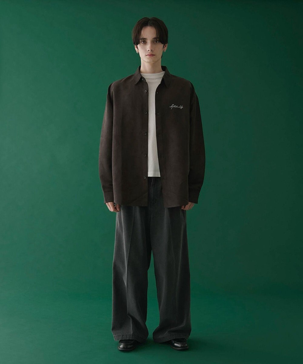 WEGO フェイクスウェードワンポイントBIGシャツ（LS） 