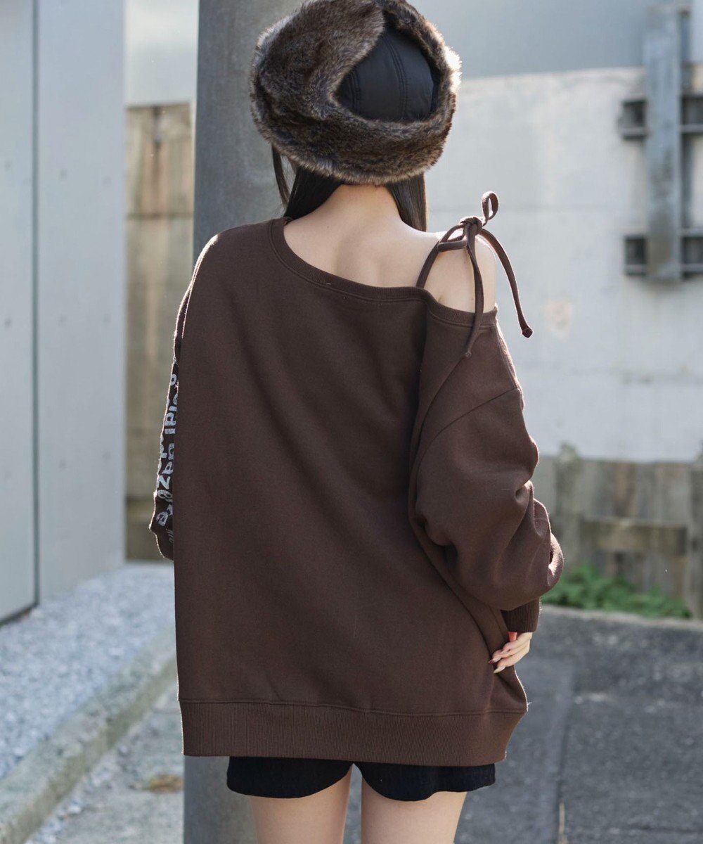 WEGO 裏起毛2WAYグラフィックワンショルBIGスウェット 