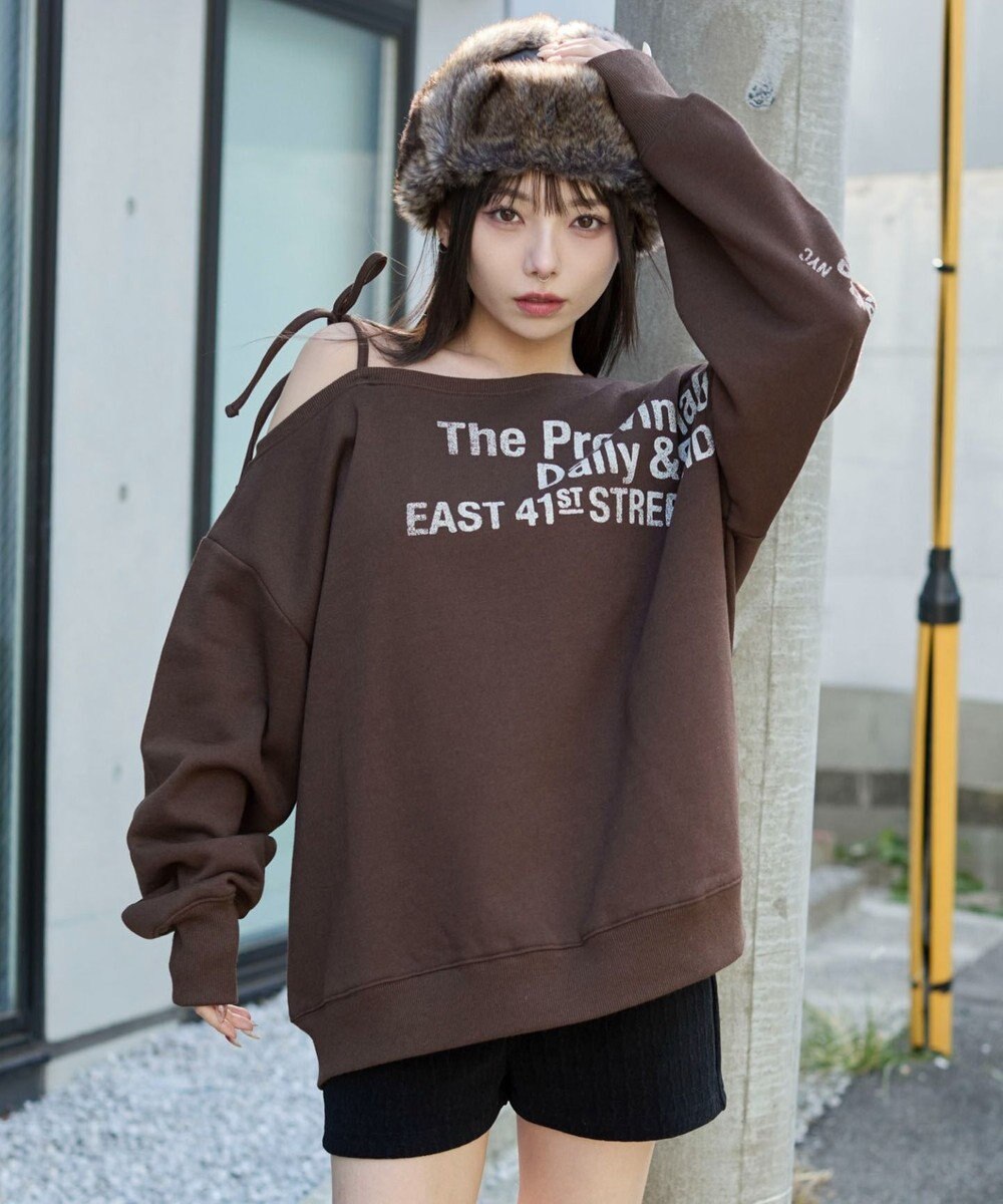 WEGO 裏起毛2WAYグラフィックワンショルBIGスウェット 