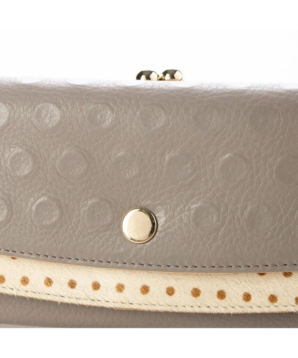 UNBILLION perche 牛革×ハラコ風ドットダブルかぶせ長財布 
