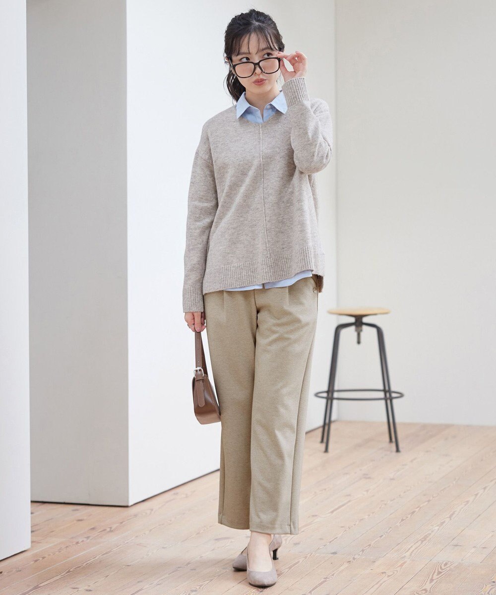 Tiaclasse L ミニチェッカー裏起毛・ストレートパンツ 