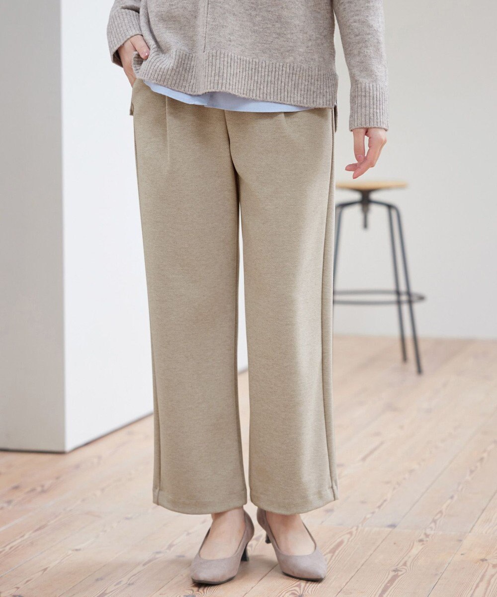 Tiaclasse L ミニチェッカー裏起毛・ストレートパンツ 