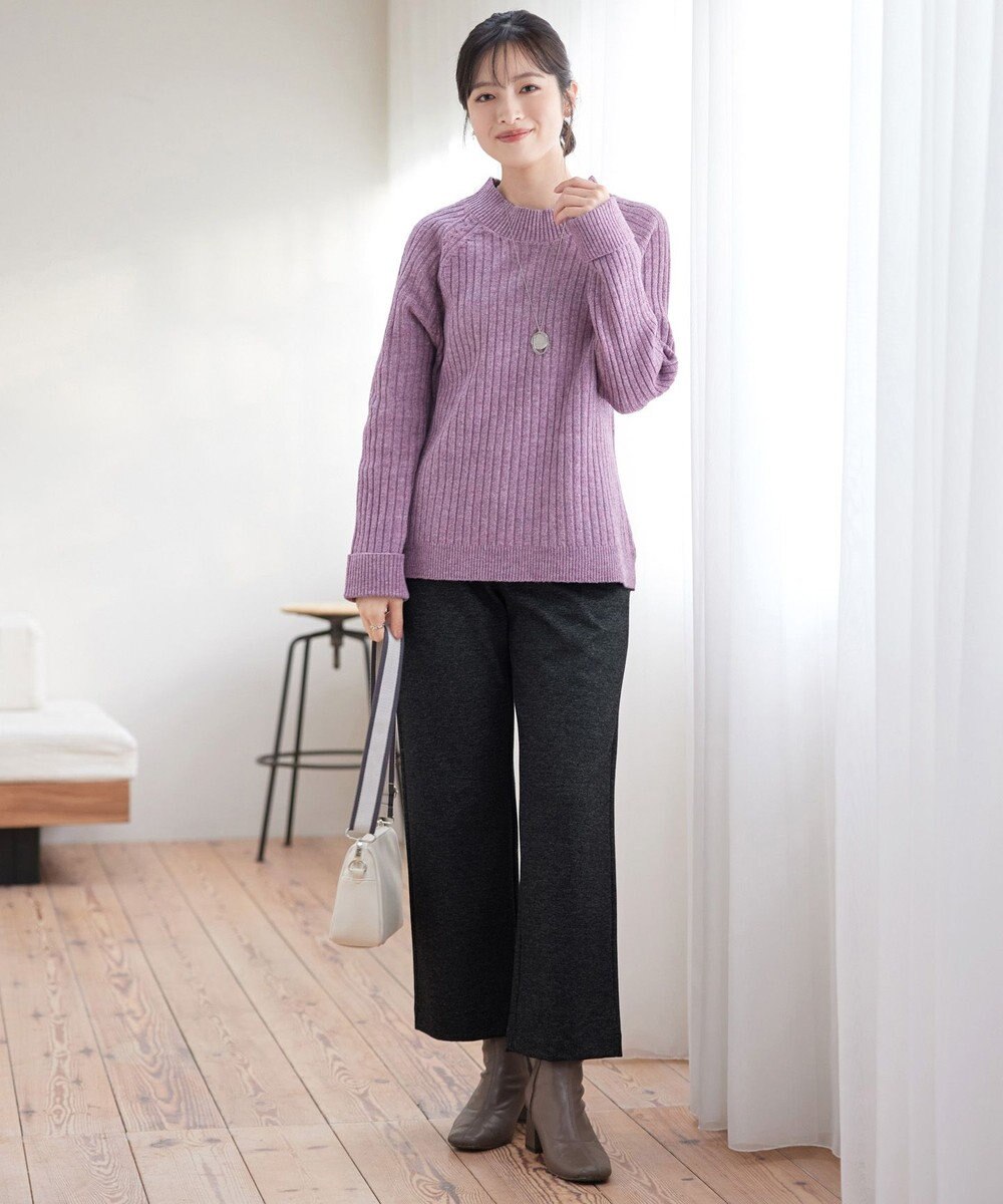 Tiaclasse L ミニチェッカー裏起毛・ストレートパンツ 