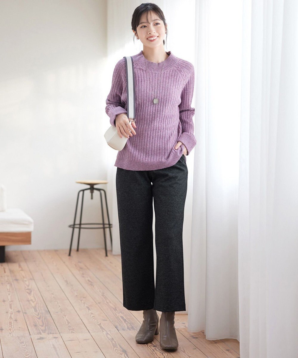 Tiaclasse L ミニチェッカー裏起毛・ストレートパンツ 