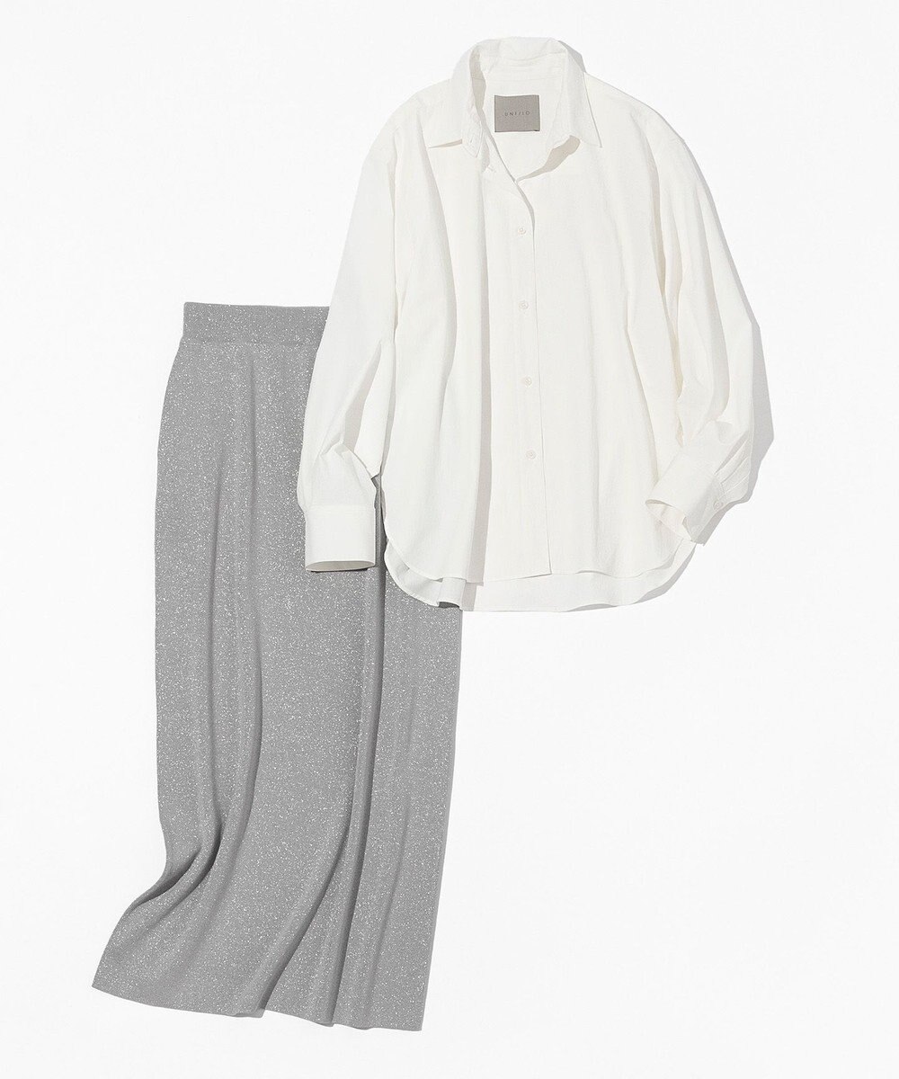UNFILO 【MAG×スタイリストコラボ】イージーケアシャツ×ラメIラインスカート 