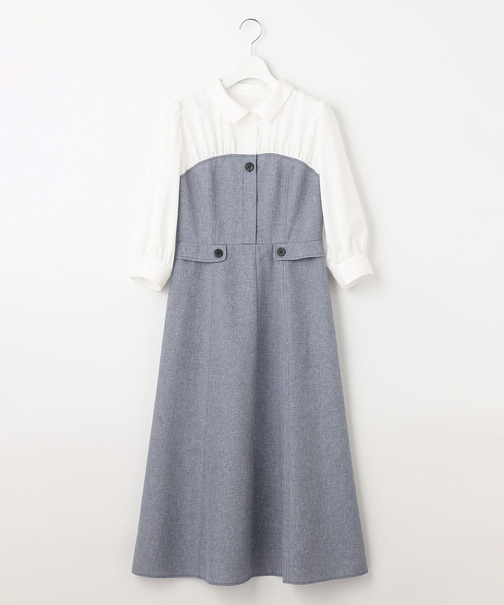 Feroux 【洗える】シャツドッキング ワンピース 