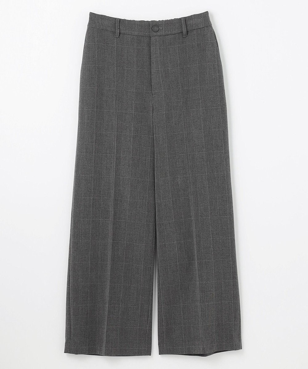 ANY L 【洗濯機可/ストレッチ/ウエストゴム/裏起毛】マルチファンクションストレッチチェックワイドパンツ 