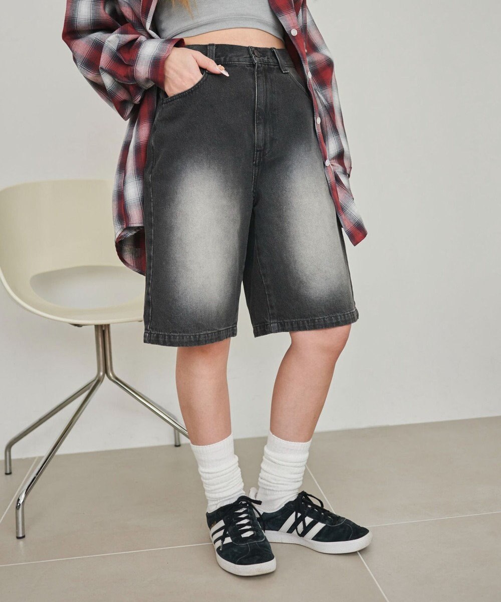 WEGO 【SMサイズ展開】ヴィンテージウォッシュデニムハーフパンツ 
