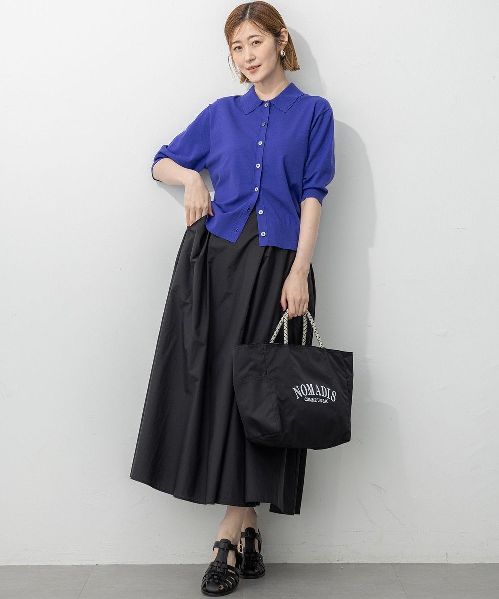 23区 L 【洗える/吊り干しOK】ヴィスコースストレッチ ポロニット カーディガン 