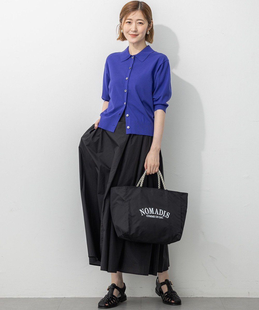 23区 L 【洗える/吊り干しOK】ヴィスコースストレッチ ポロニット カーディガン 