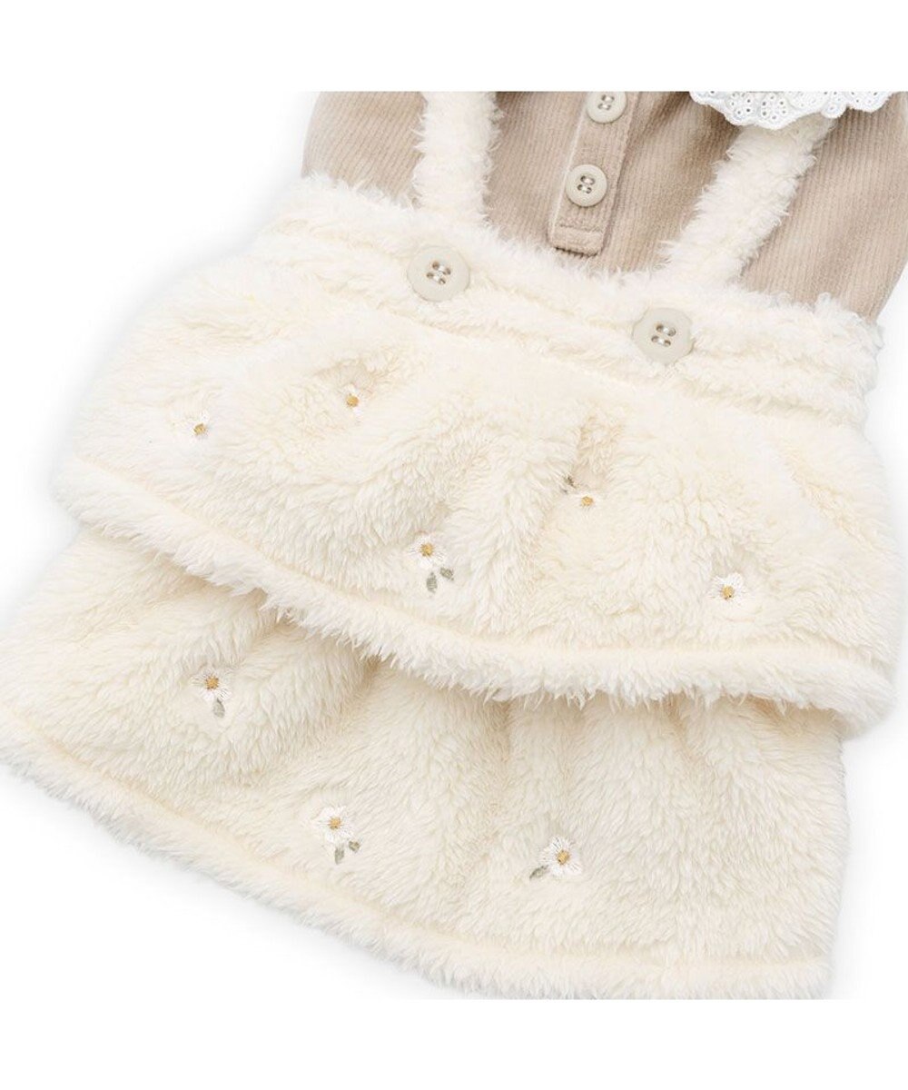 PET PARADISE ペットパラダイス ボア スカートつなぎ 《花刺繍》 小型犬 