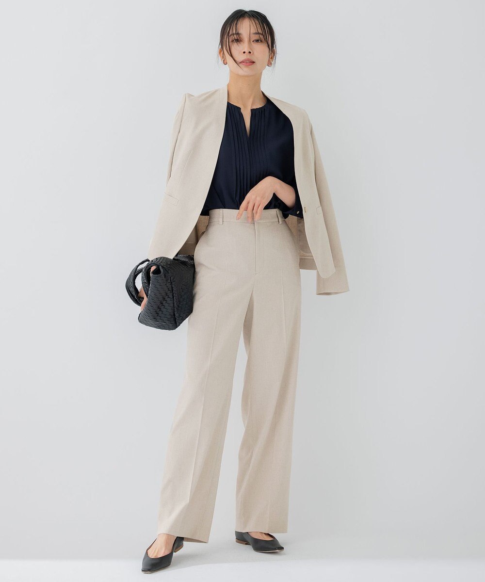 23区 【セットアップ対応/洗える】アイアスマットストレッチ セミワイド パンツ 