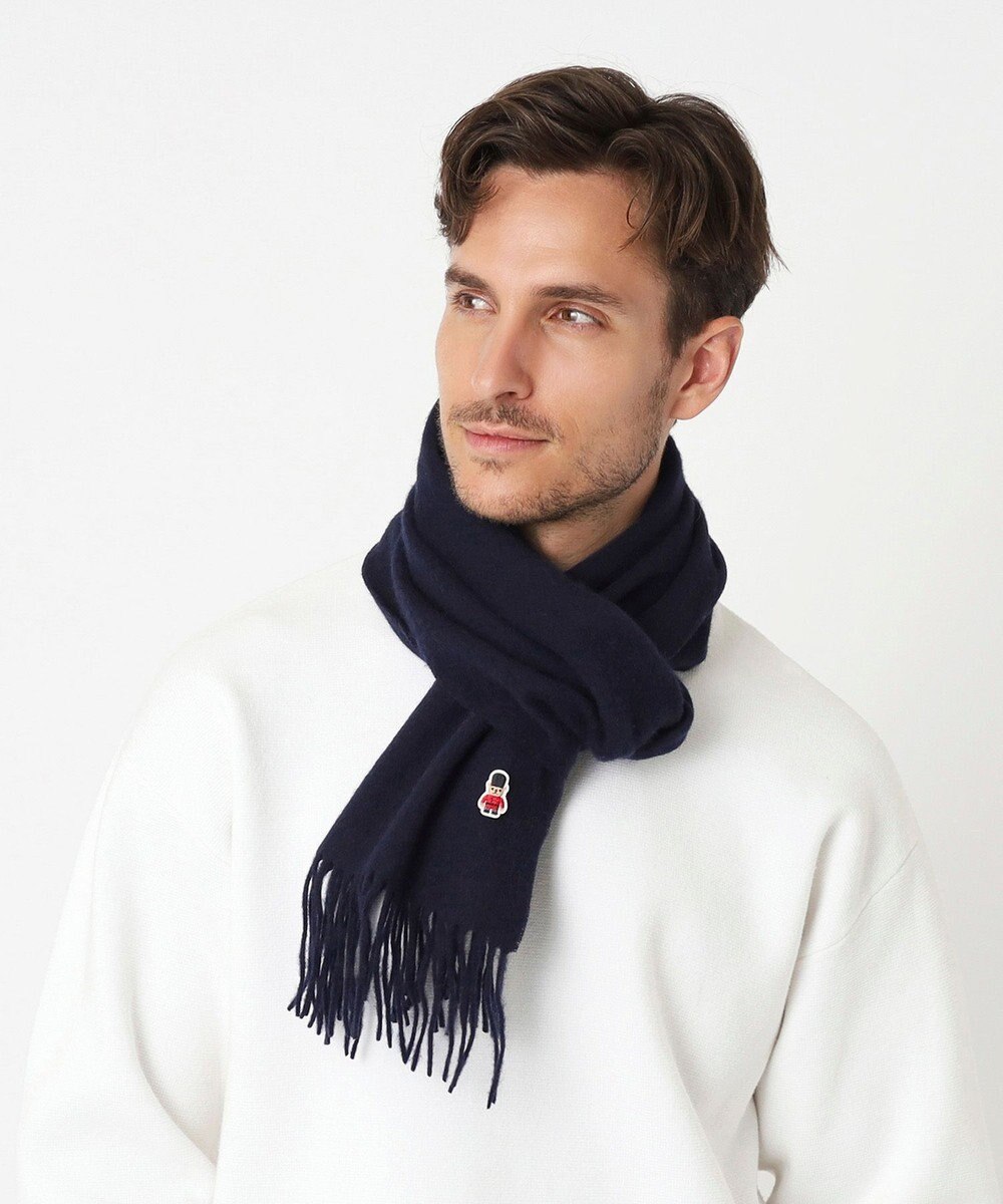 MOONBAT 【WEB限定】MACKINTOSH PHILOSOPHY バッキンガムベア付きウール100%無地マフラー (パッケージ付き) 