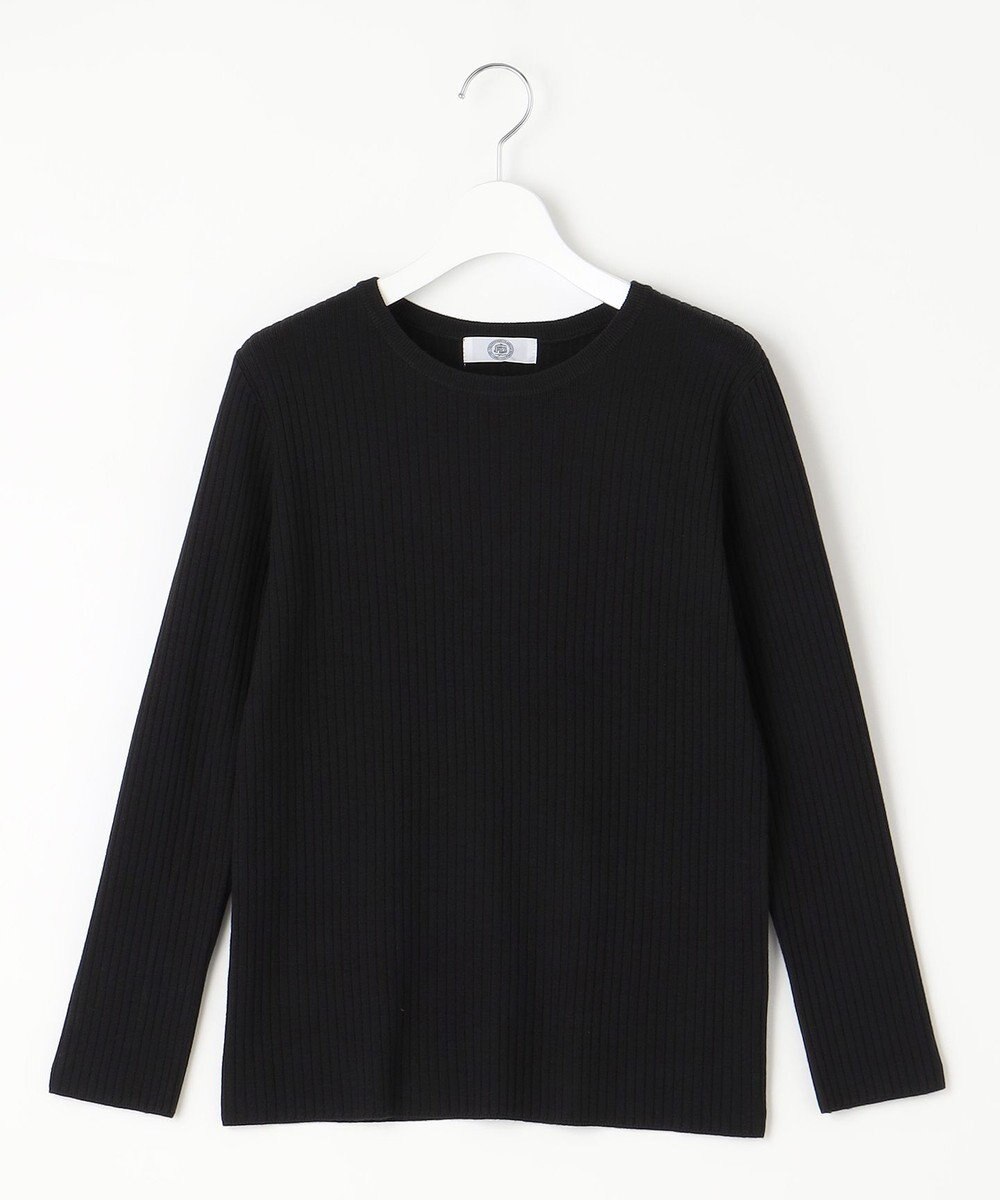 J.PRESS LADIES L 針抜きフライス クルーネック リブ カットソー 