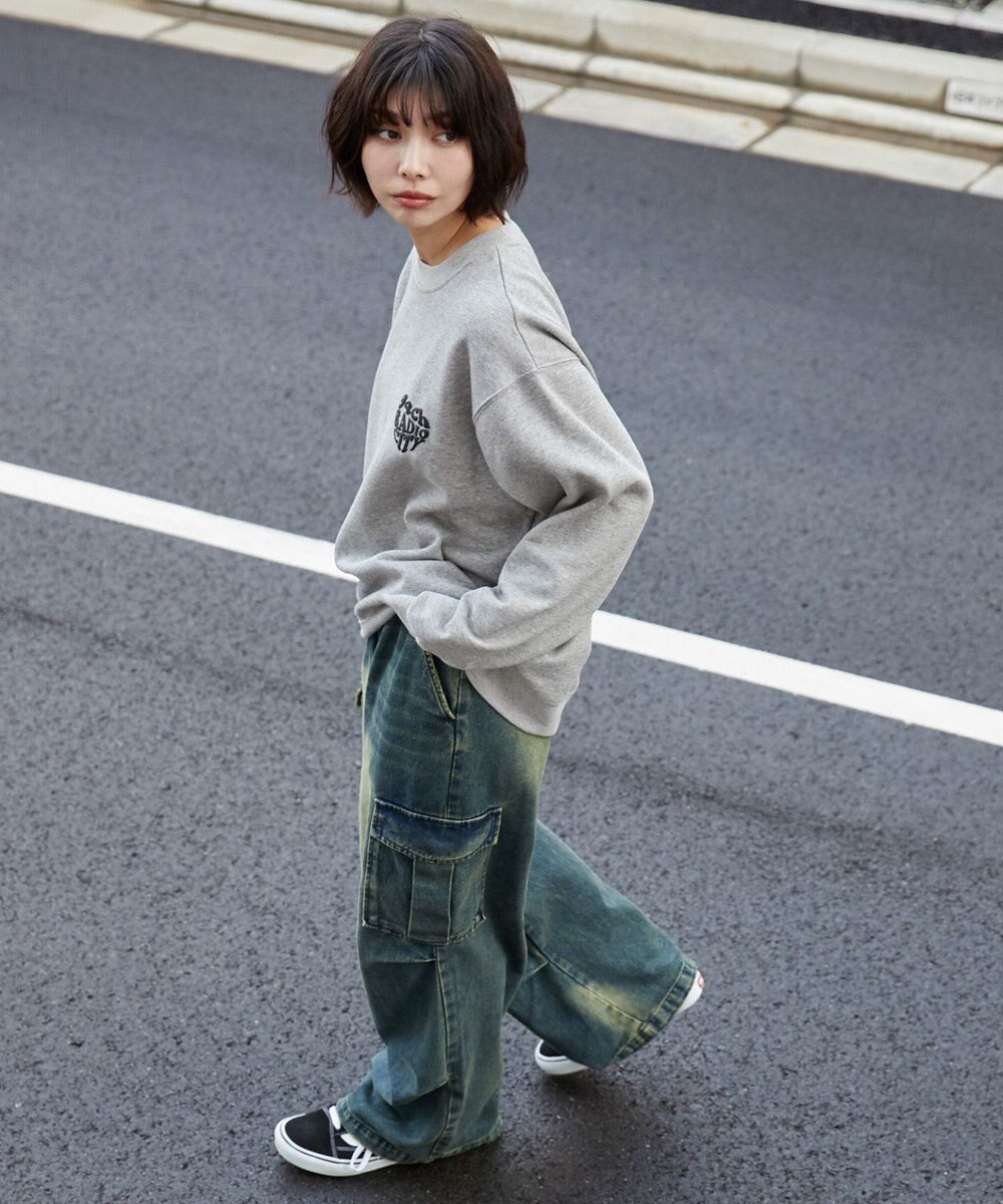 WEGO 【ユニセックス着用ITEM/裏起毛/SMLサイズ展開】リラックスフィットハートロゴプルオーバー 