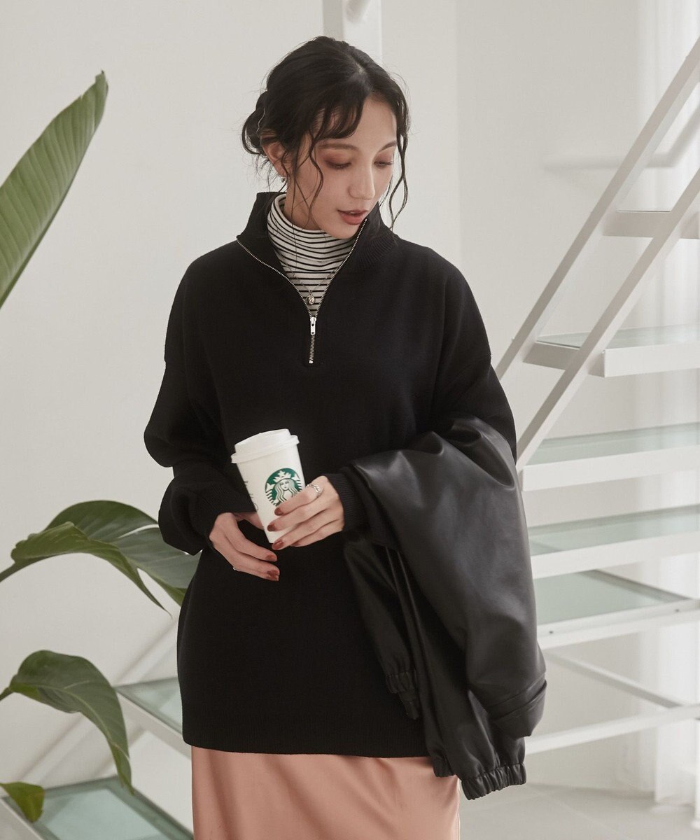 WEGO 【ユニセックス着用ITEM】ミラノリブハーフジッププルオーバー 