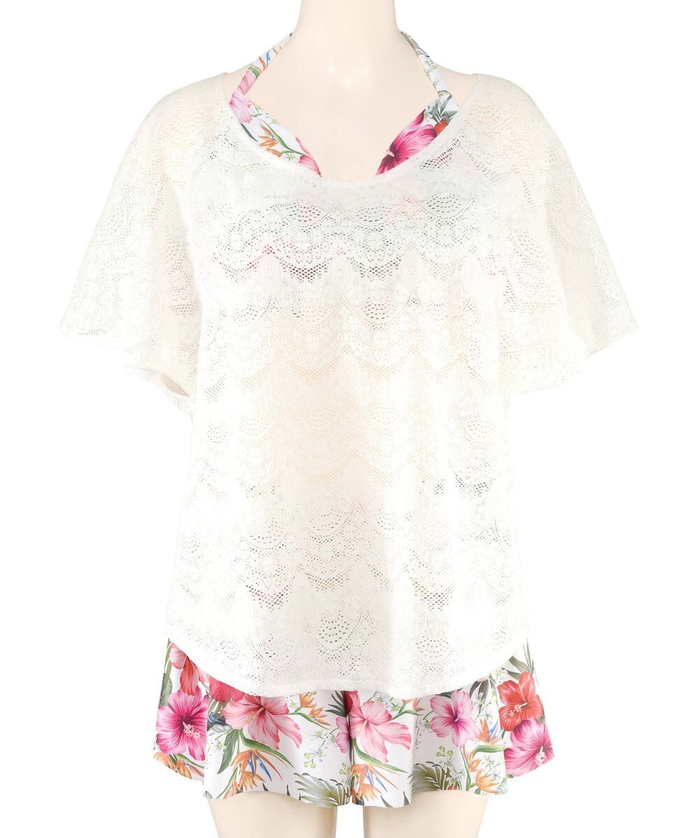 San-ai Resort（三愛水着楽園） 【新色ホワイト＆パープル入荷】４点セット水着　9M・11L【San-ai Resort（サンアイリゾート）】 