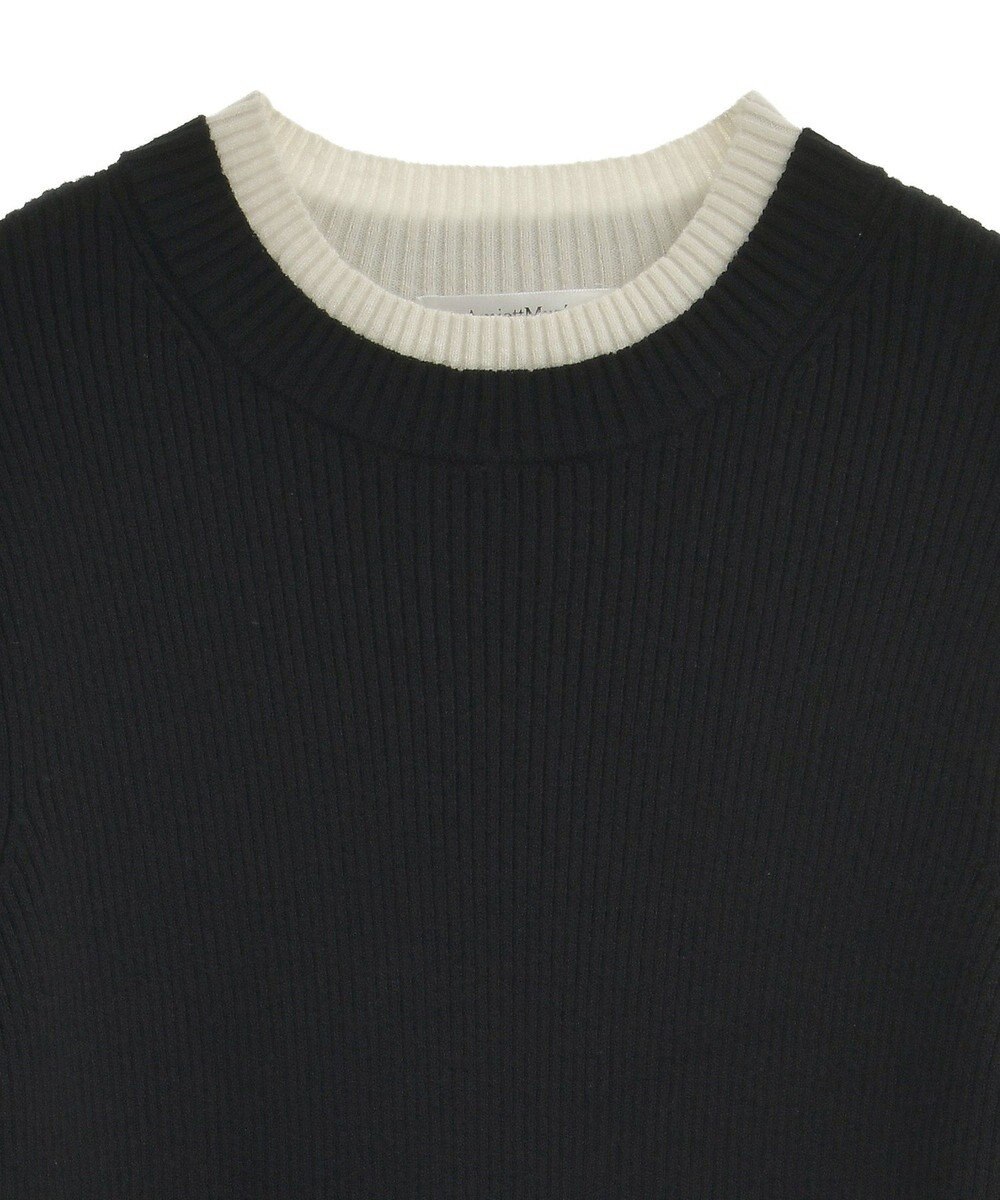 Green Parks ダブルカフスモックネック配色ニット 