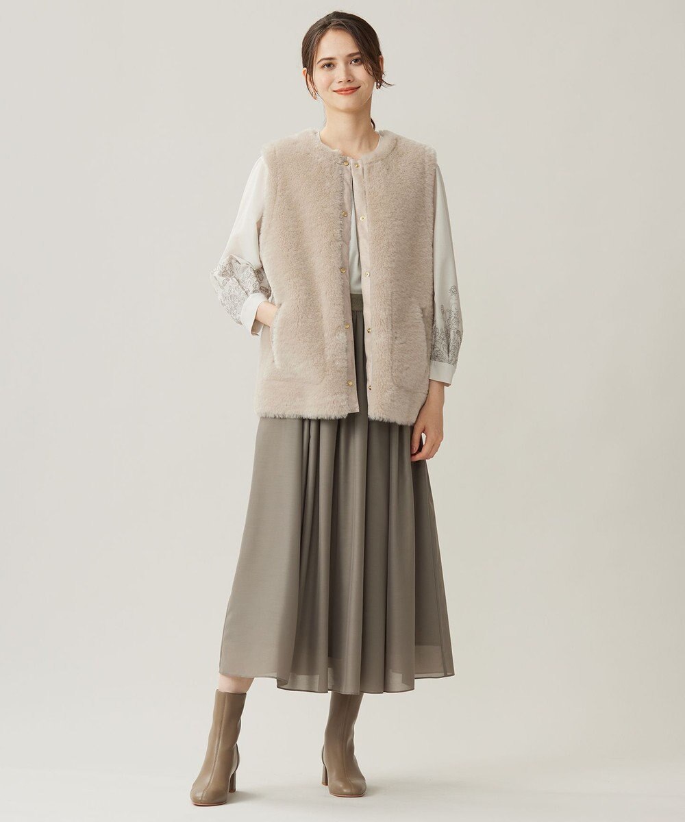 自由区 L 【洗える】シアーエンブロイダリープルオーバー ブラウス 