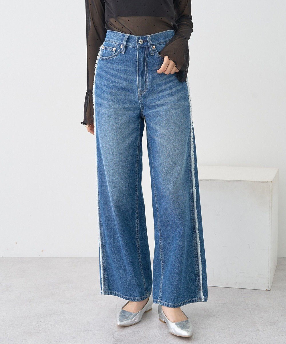 earth music&ecology ワイドフリンジデニムパンツ 