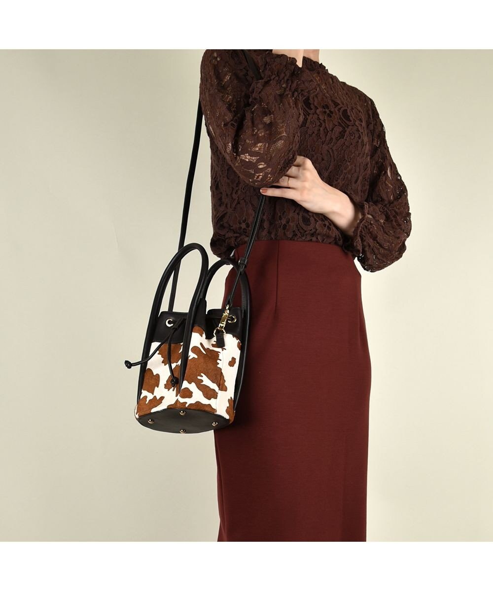 LA BAGAGERIE カウヘアー2WAYバケットバッグ 