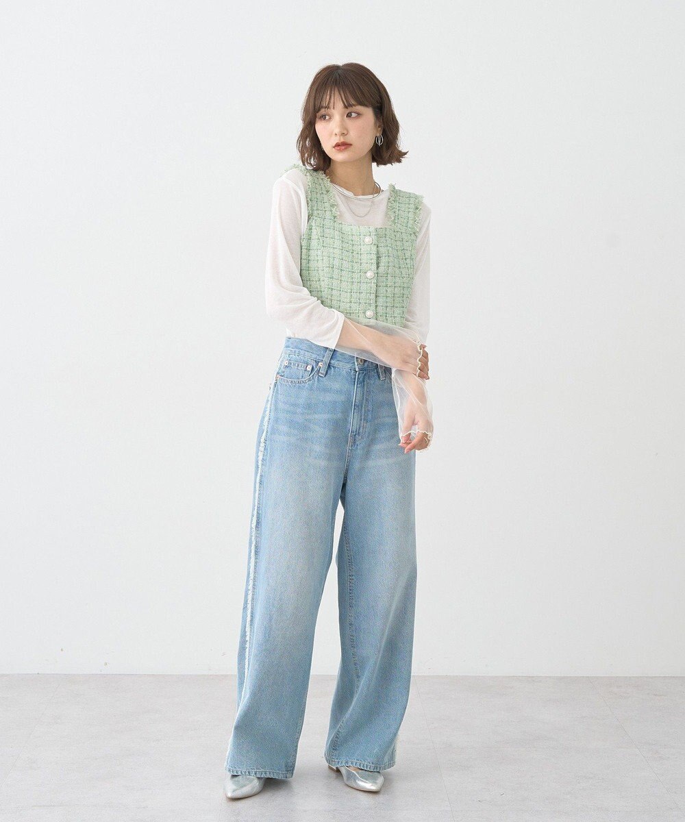 earth music&ecology ワイドフリンジデニムパンツ 