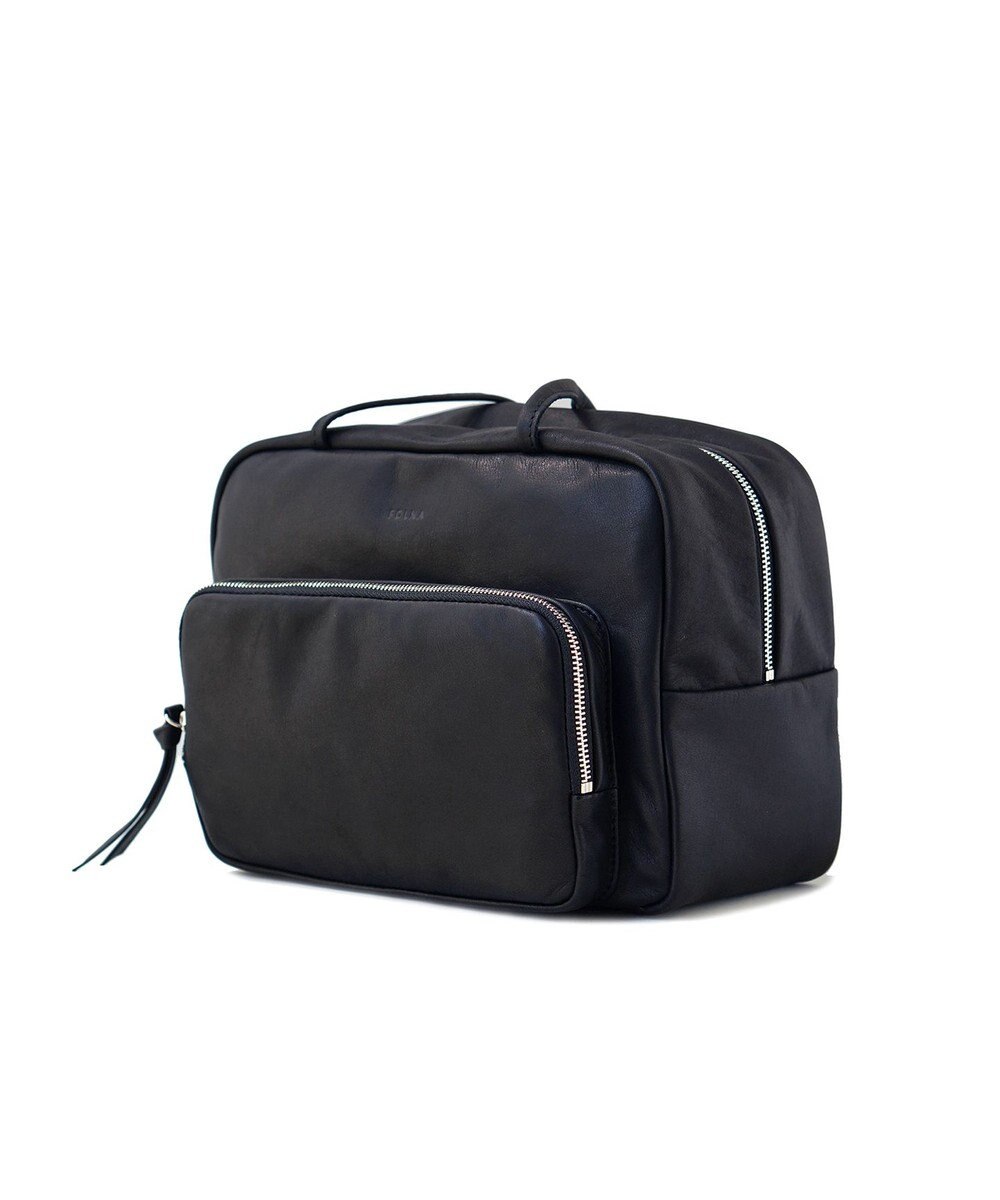 FOLNA RD ソフトレザーフロントポケットボストンバッグ 