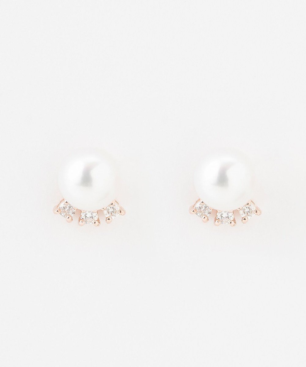 WEB限定】FRILL DIAMOND PEARL PIERCED EARRINGS K10ゴールド 淡水 