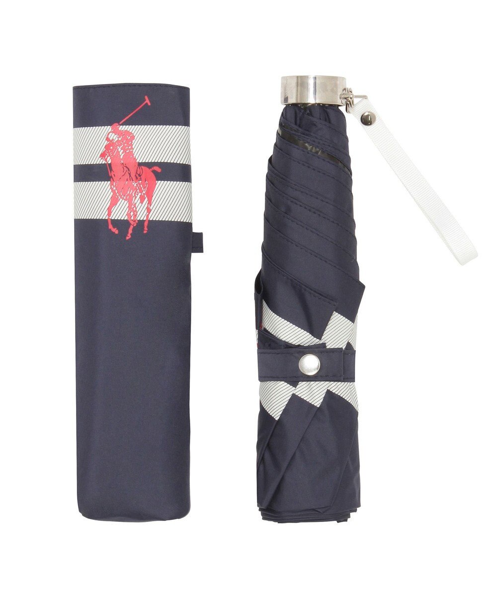 MOONBAT POLO RALPH LAUREN（ポロ ラルフローレン） 晴雨兼用日傘 ボーダー 遮光率100% 遮熱 UV 晴雨兼用 