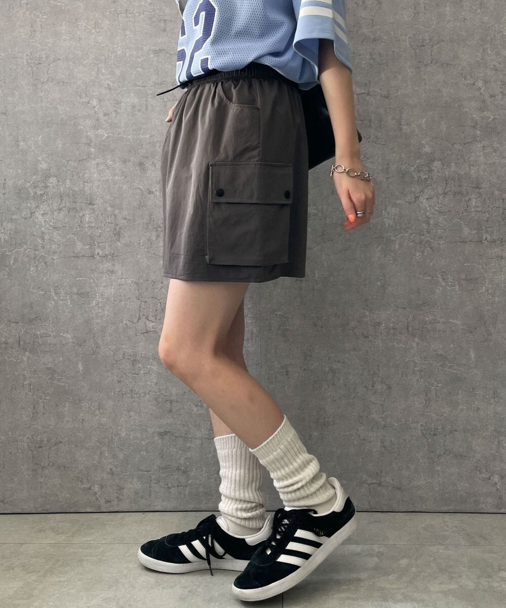 WEGO 【ウエストゴム】ナイロンカーゴミニスカート 
