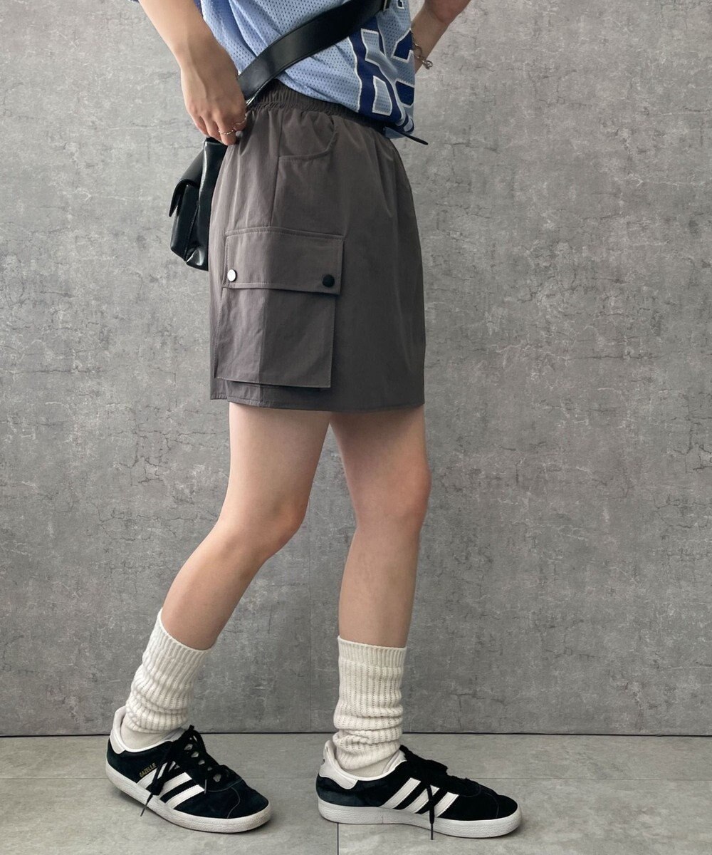 WEGO 【ウエストゴム】ナイロンカーゴミニスカート 