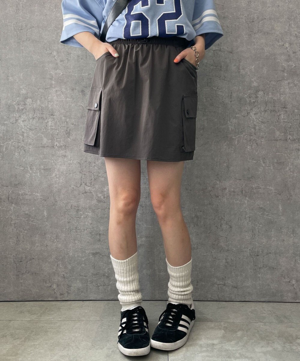 WEGO 【ウエストゴム】ナイロンカーゴミニスカート 