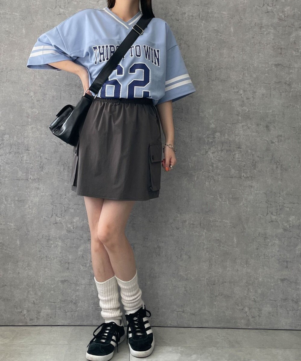 WEGO 【ウエストゴム】ナイロンカーゴミニスカート 