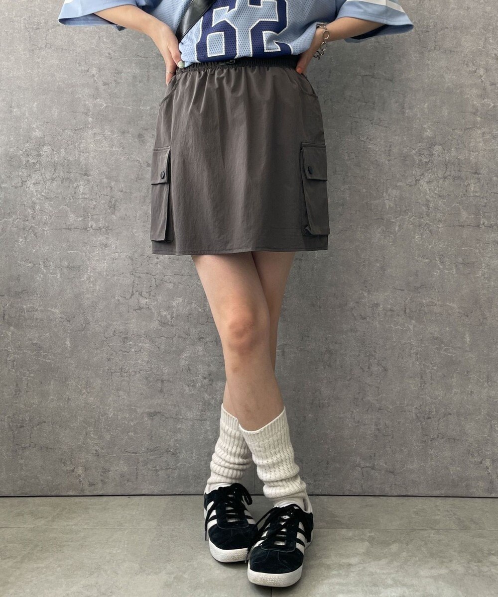 WEGO 【ウエストゴム】ナイロンカーゴミニスカート 