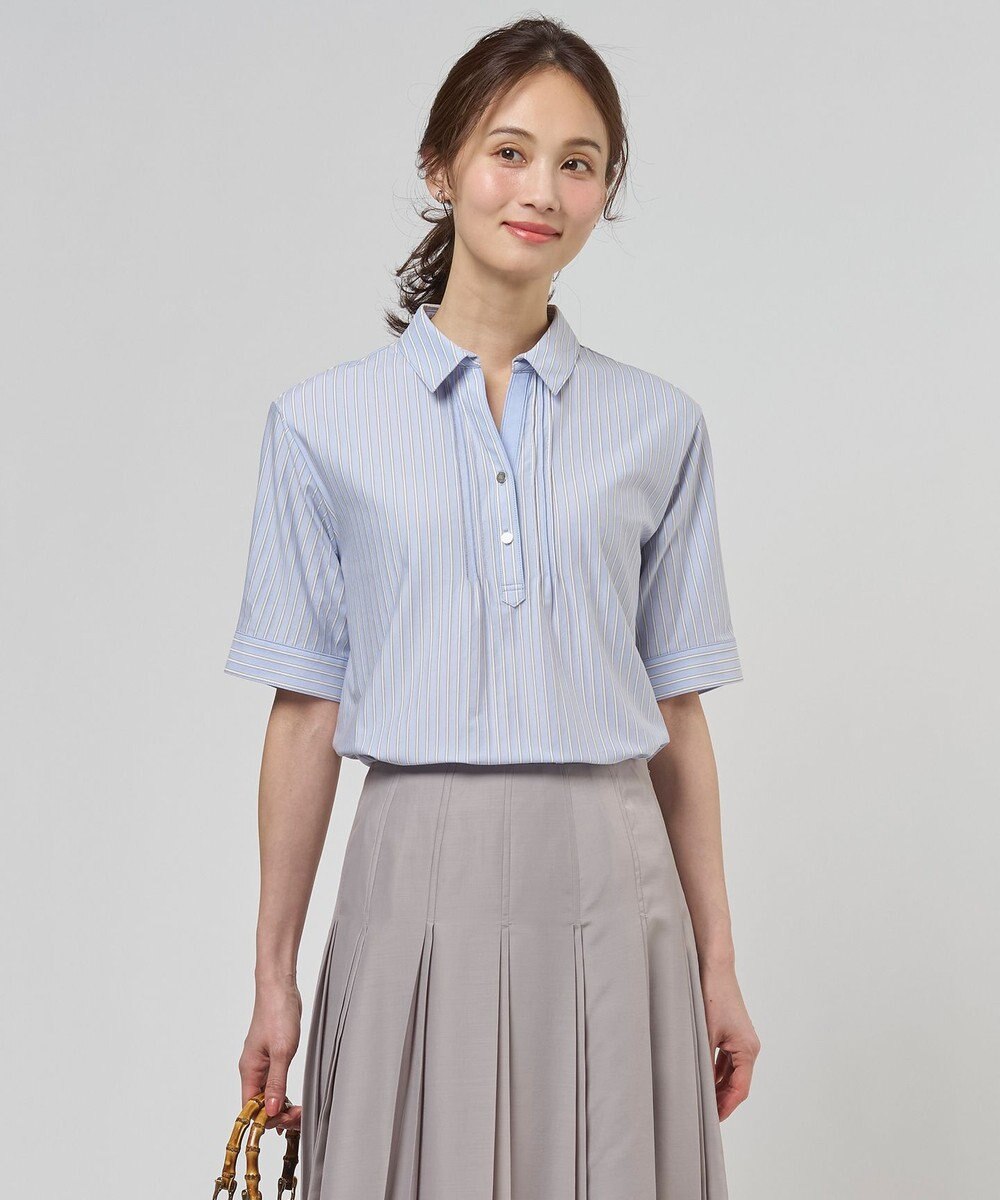 J.PRESS LADIES ドライコットン ストライプ ポロ カットソー 