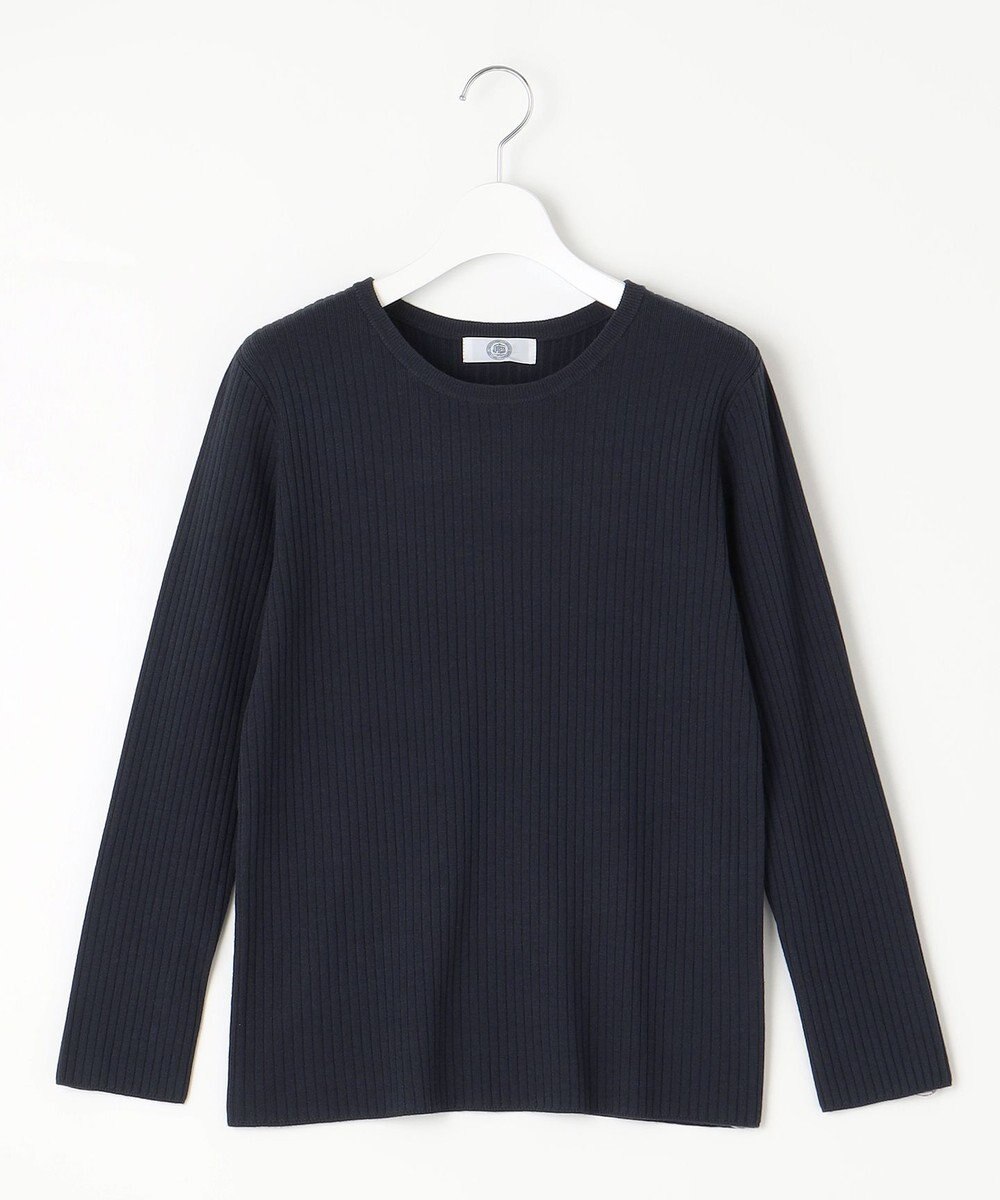 J.PRESS LADIES L 針抜きフライス クルーネック リブ カットソー 