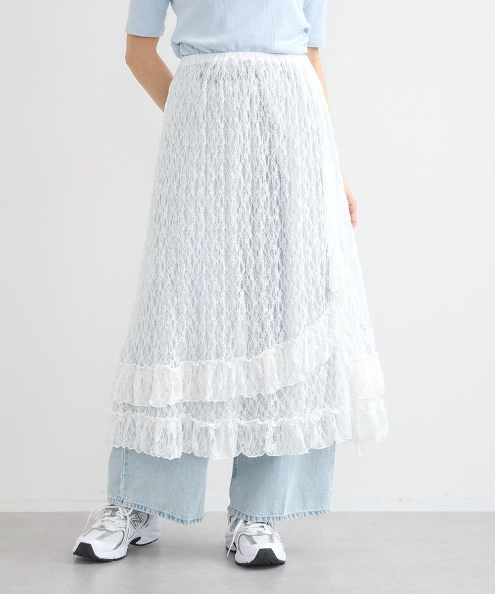 earth music&ecology ２ｗａｙレースレイヤードスカート 
