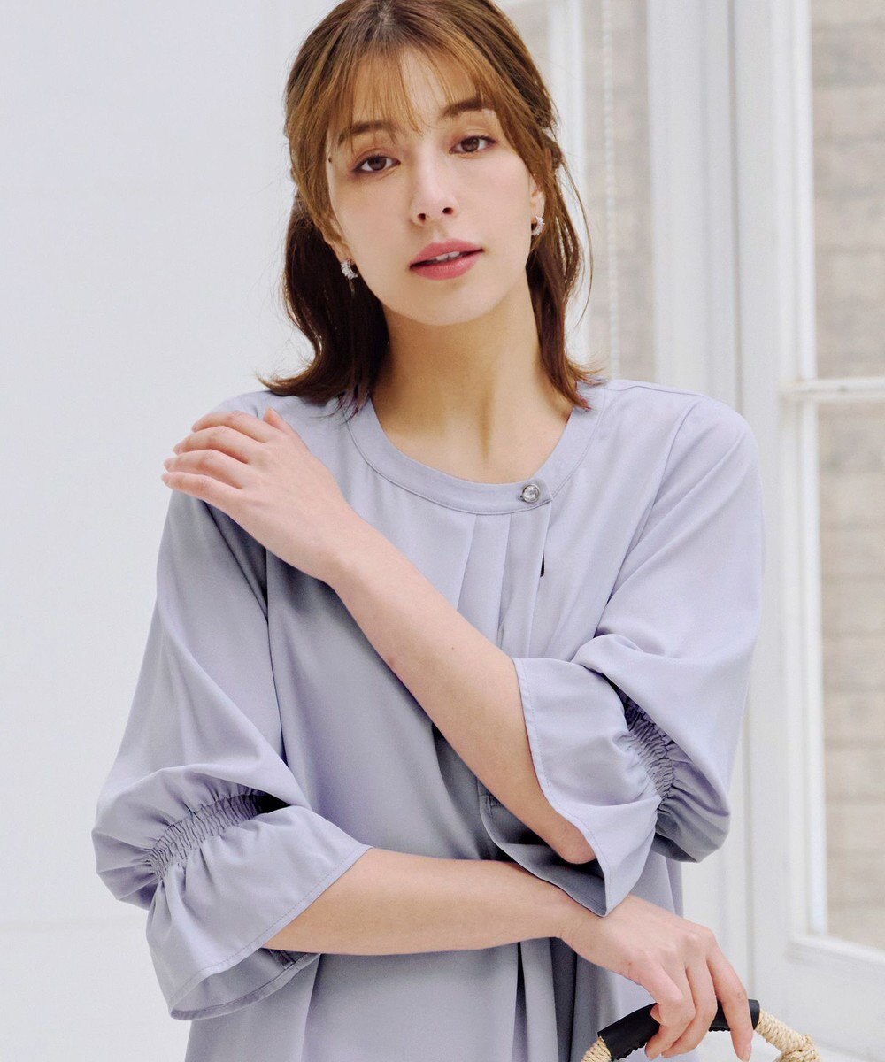 Tiaclasse 【洗える】アシメタックネックチュニックブラウス 