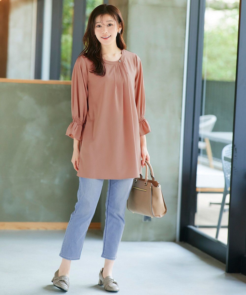 Tiaclasse 【洗える】アシメタックネックチュニックブラウス 