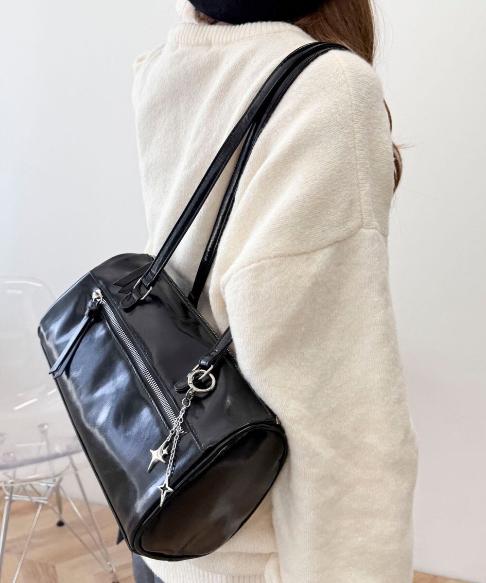 WEGO キラキラチャーム付きドラムボストンバッグ 