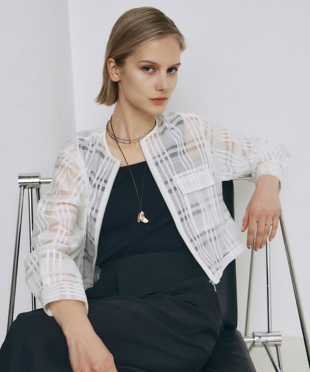 ICB 【洗える】シアードビーチェックブルゾン 